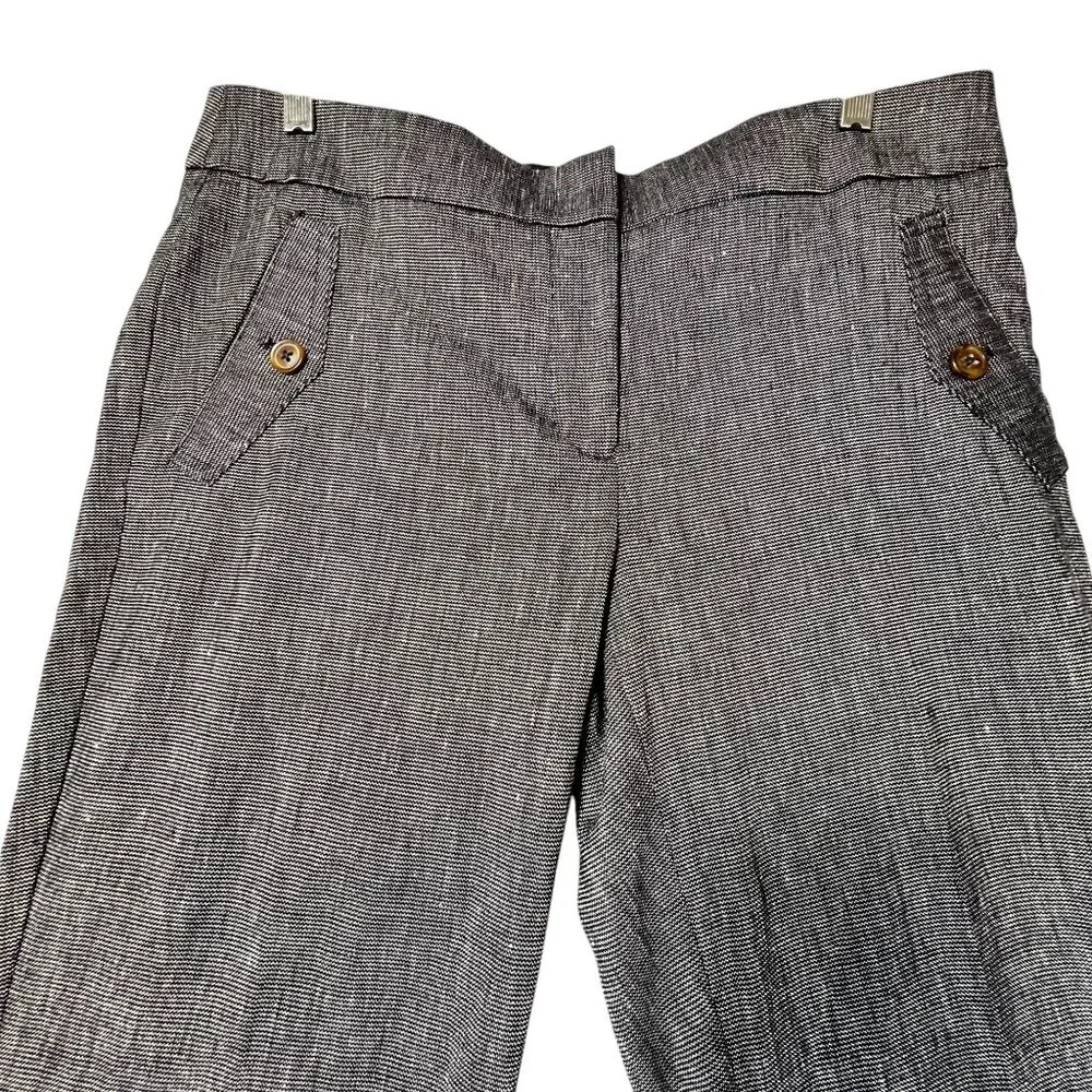 Ann Taylor Loft Marisa Trousers 8T Gray Black Weave Wide Leg Pockets Career Pant - Picture 3 of 15